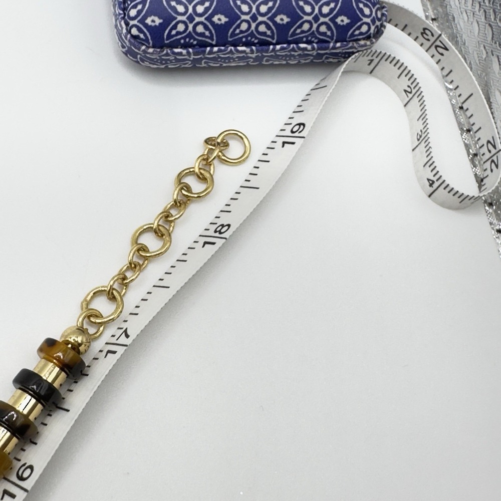 J Crew Necklace Graduated Lucite Discs Warm Tones Gold Tone Spacers On Chain 19" - Picture 12 of 12